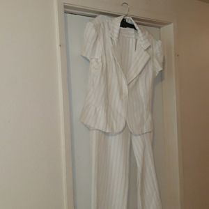 Super Cute White Pant Suit